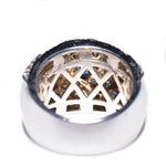 18kt white gold blue sapphire and diamond floral ring