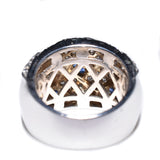 18kt white gold blue sapphire and diamond floral ring