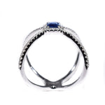 14kt white gold blue sapphire and diamond fashion ring