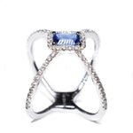 14kt white gold blue sapphire and diamond fashion ring