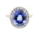 tanzanite and diamond halo ring