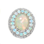 18kt white gold opal and diamond cocktail ring