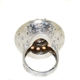 18kt white gold opal and diamond cocktail ring
