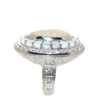 18kt white gold opal and diamond cocktail ring
