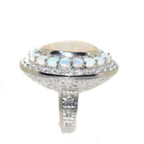 18kt white gold opal and diamond cocktail ring