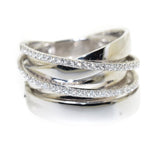 white gold overlap ring with two rows of diamonds