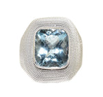 beaded white gold aquamarine ring