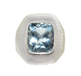 beaded white gold aquamarine ring