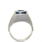 18kt beaded white gold aquamarine ring