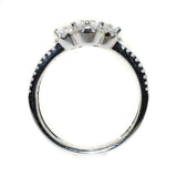 14kt white gold diamond cluster fashion ring with halo and split shank