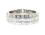 three row baguette diamond ring