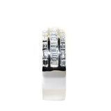 18kt white gold three row baguette diamond ring