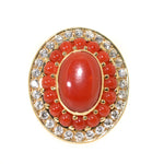 18kt yellow gold natural coral and diamond cocktail ring