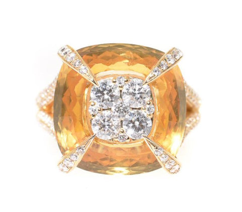 citrine and diamond statement ring