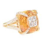 18kt yellow gold citrine and diamond statement ring