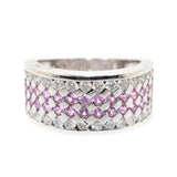 14kt white gold pink sapphire and diamond band