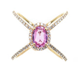 Pink sapphire and diamond fashion x ring