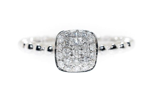 white gold beaded diamond pave ring