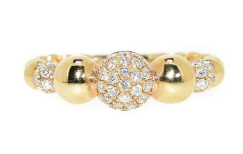 Yellow Gold Graduated Bead Diamond Ring