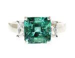 Platinum Emerald & Diamond Three Stone Ring