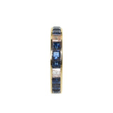 yellow gold blue sapphire and diamond eternity ring