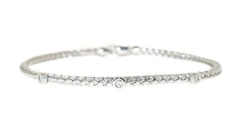 white gold woven diamond stackable bracelet