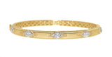 yellow gold hand engraved Florentine stackable diamond bangle bracelet