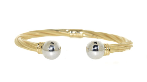 yellow gold and white gold twisted cuff bracelet 