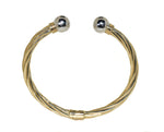 yellow gold and white gold twisted cuff bracelet 