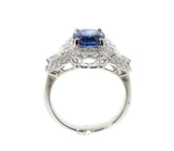white gold blue sapphire and diamond ring
