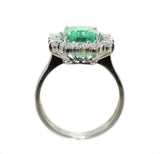colombian emerald and diamond ring in white gold
