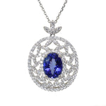 White Gold Tanzanite & Diamond Pendant