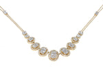 yellow gold diamond halo fashion necklace