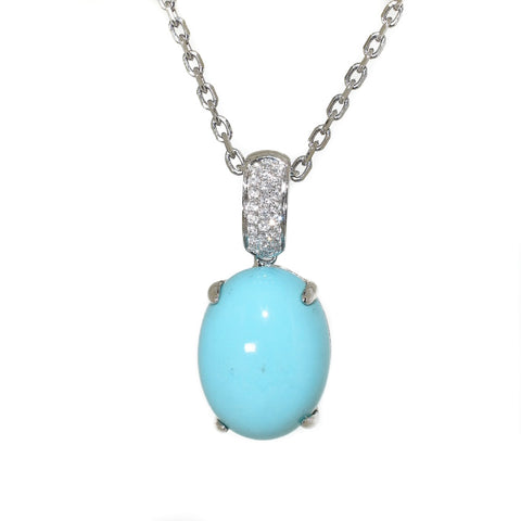 white gold turquoise and diamond pendant