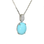 white gold turquoise and diamond pendant