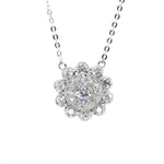 white gold diamond floral pendant 