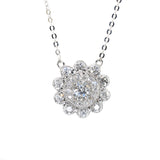 white gold diamond floral pendant 