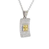 white gold diamond and yellow sapphire pendant
