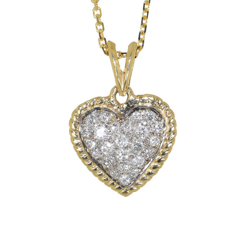white gold and yellow gold diamond heart pendant