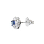 white gold blue sapphire and diamond stud earrings