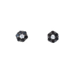 white gold black and white diamond flower stud earrings