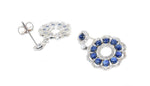 white gold blue sapphire and diamond drop earrings