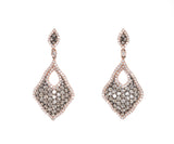 rose gold drop earrings with champagne diamonds and white diamonds