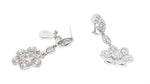 white gold diamond flower drop earrings