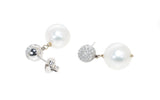 white gold drop earrings with white south sea pearls and diamonds