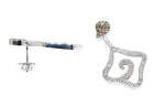 white gold fashion drop earrings with brown diamonds and white diamonds