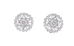 white gold floral design diamond stud earrings