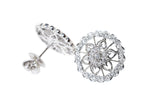 white gold floral design diamond stud earrings