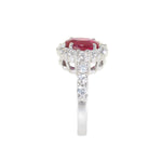 white gold ring with oval ruby and diamonds 