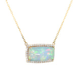 yellow gold opal and diamond necklace 